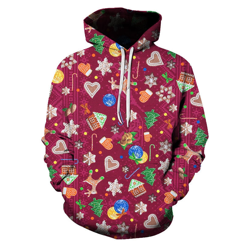 Men's Christmas Print Hooded Long Sleeve Sweatshirt