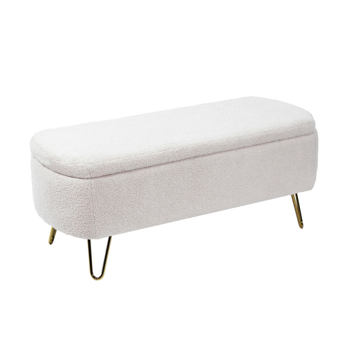 Ivory White Bedside Storage Footstool_voghion.com