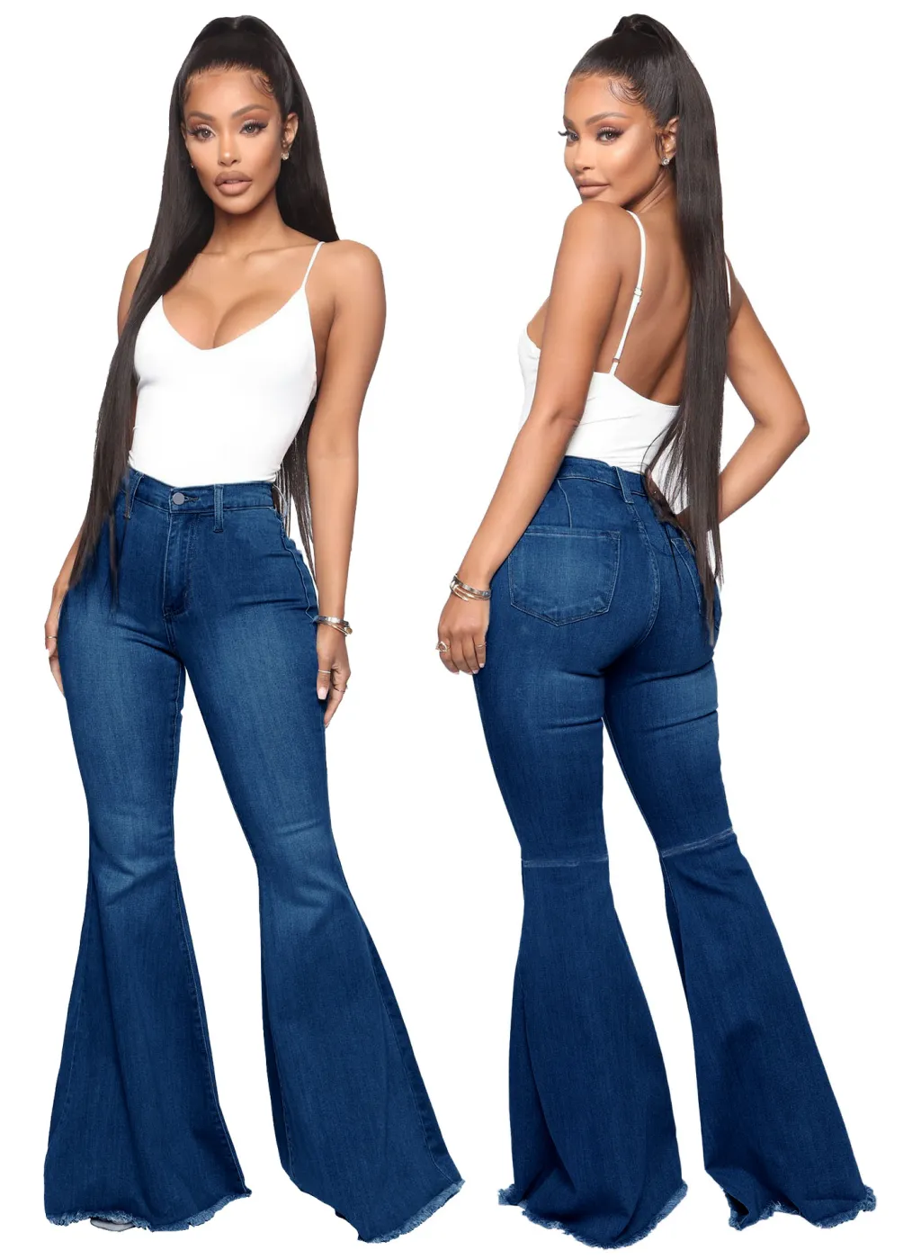 Fashionable High Waist All-match Slim Fit - Navy