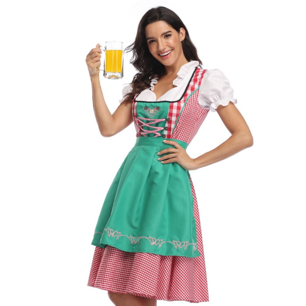 Oktoberfest Ethnic Costume for Festive Celebrations. Product information: Fabric content: polyester (polyester) Applicable gender: female Size Information: Size/CM Bust Waist S 92 72 M 96 78 L 100 84 XL 105 90 XXL 110 96 Note: 1. Asian sizes are 1 to 2 si