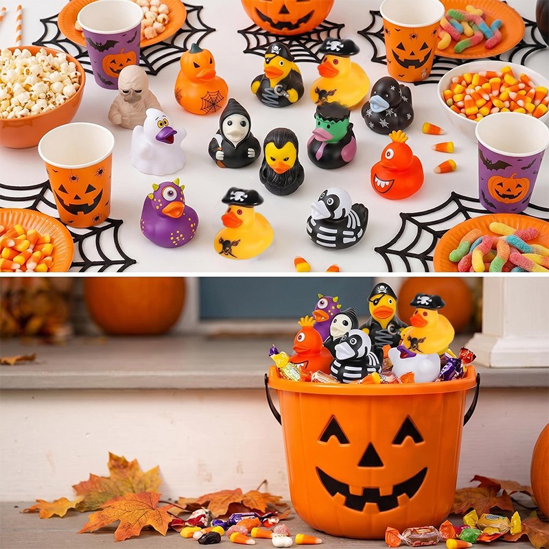 12x Halloween Vampire Ghost Mummy Rubber Ducks, Trick Or Treat Bath Toys Gifts — image 2