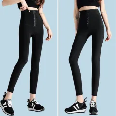 Breasted Waist Black Leggings Women's Outer Wear Elastic Waist Tight - Ant Waist Buckle - View 1