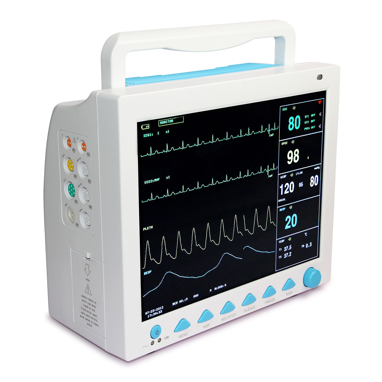 12.1 Inch ICU CCU 6 Parameters Patient Monitor ECG NIBP SPO2 PR RESP TEMP CMS8000