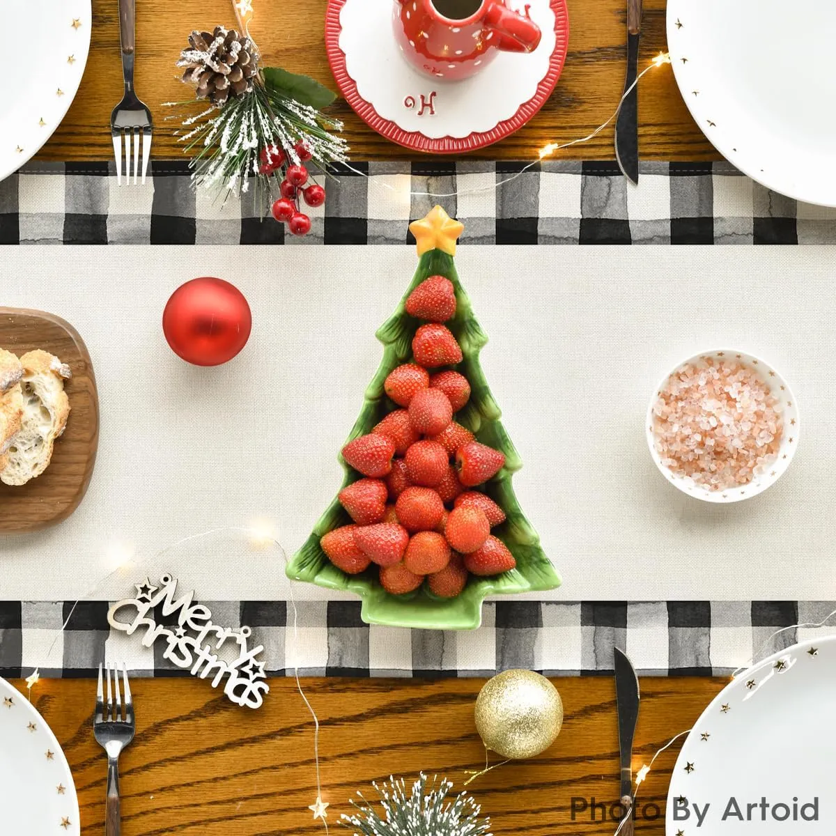 Christmas Trees Merry Xmas Table Runner, Seasonal Winter Holiday Kitchen Dining Table Decoration For Indoor Outdoor Home Party Decor 13 X 72 Inch – image 3
