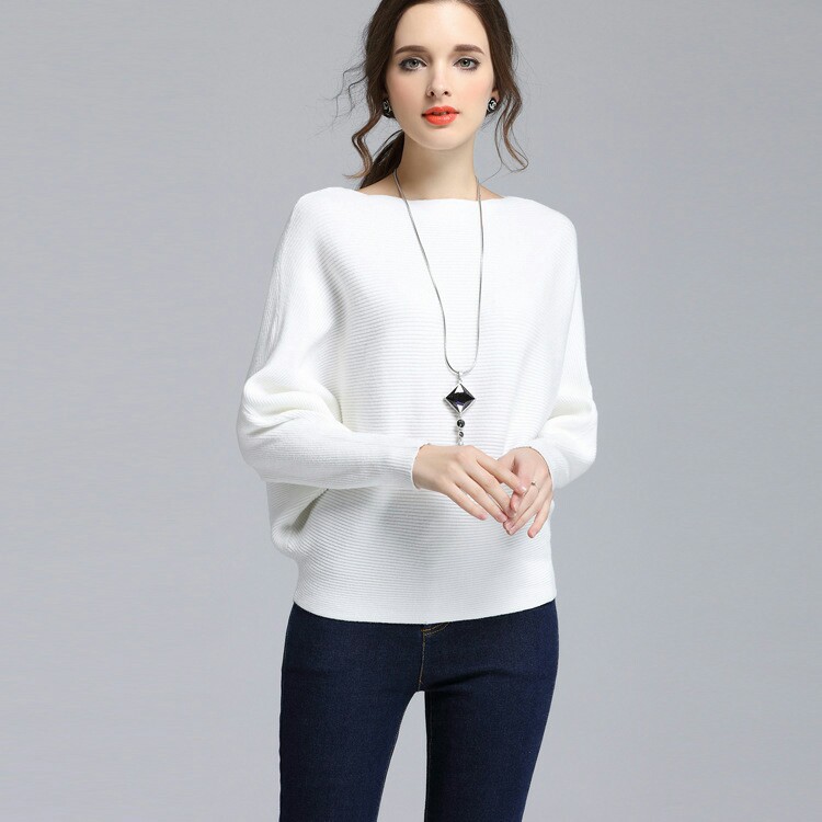 Title 1, Women Solid Color Loose Long Sleeved Sweater