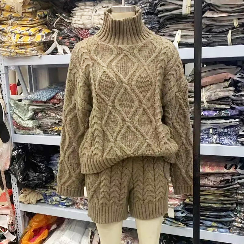 Knit Shorts Suit Loose Thick Needle Jacquard