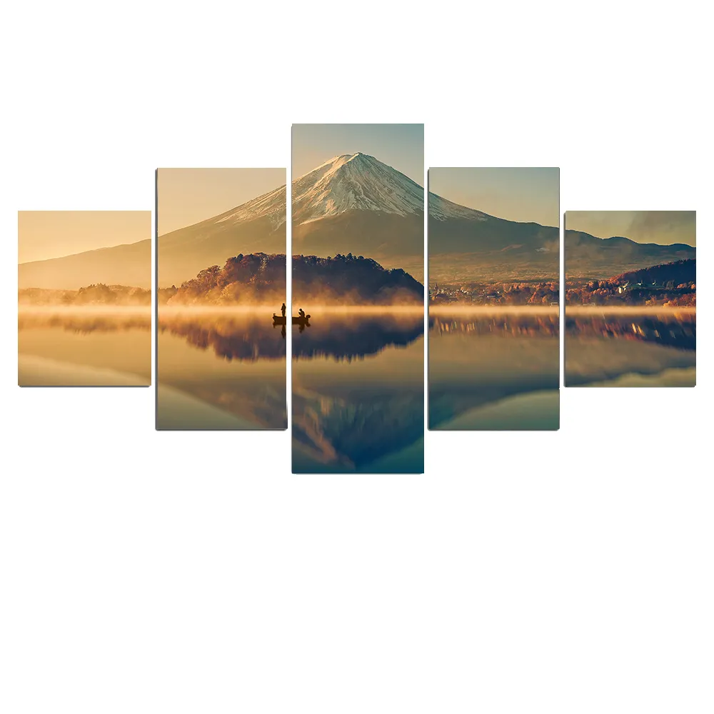 Art Wall Decoration Lake View Mountain Canvas Landscape Painting - As Shown
