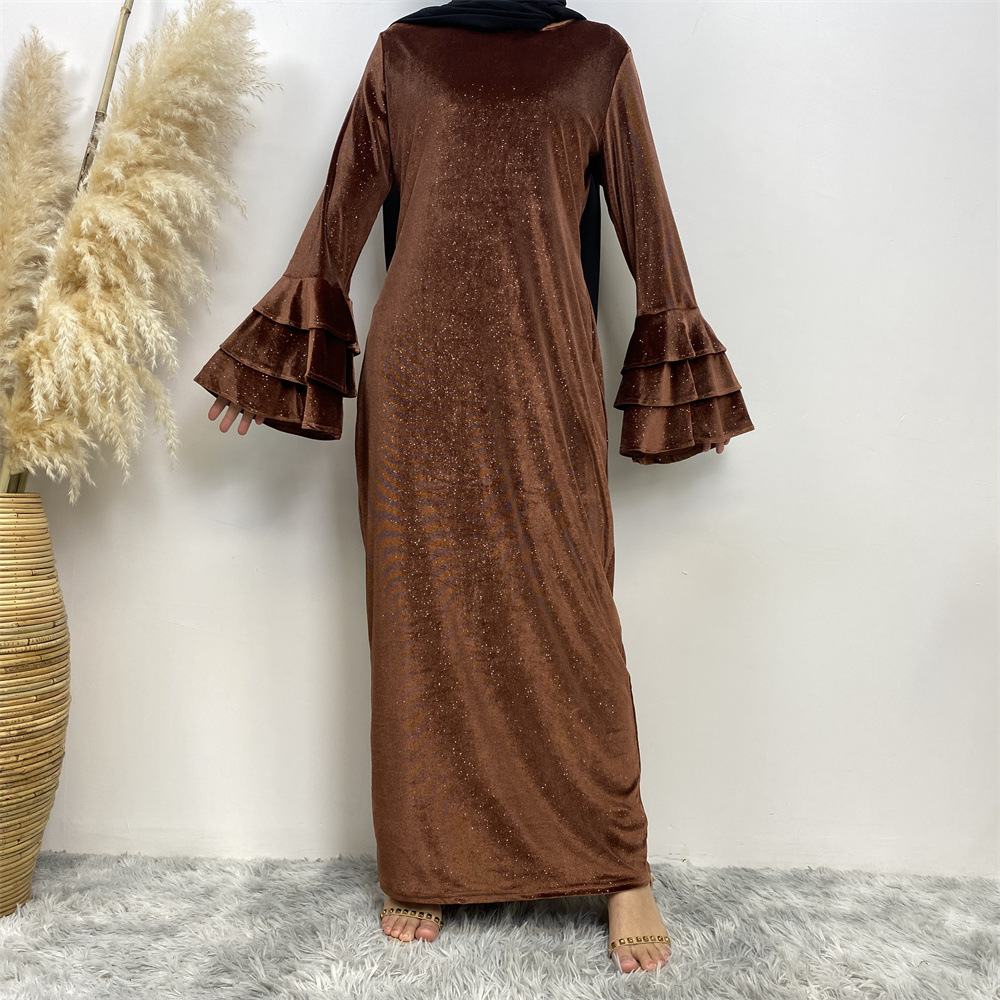 Velvet Flared-Sleeve Party Dress