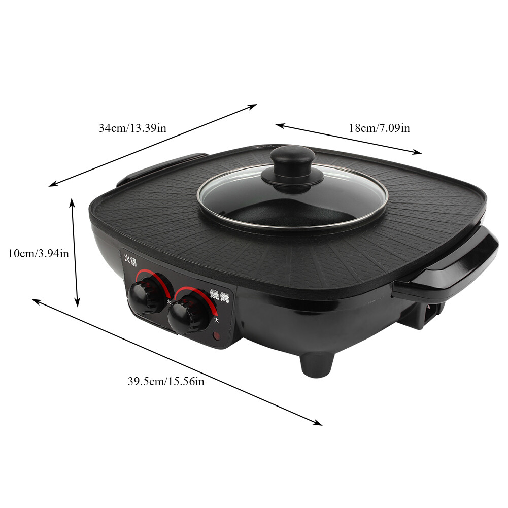 2 In 1 Electric Pot BBQ Grill, Non-Stick Smokeless Frying Pan With Adjustable — image 9