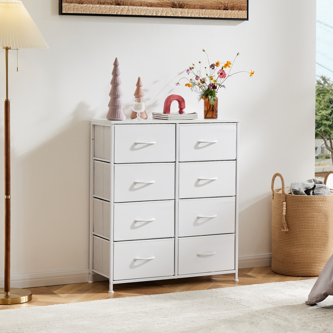 Tall Dresser Fabric Storage Tower ,Wooden Top For Kid Room, Closet, Entryway, Nursery image 24