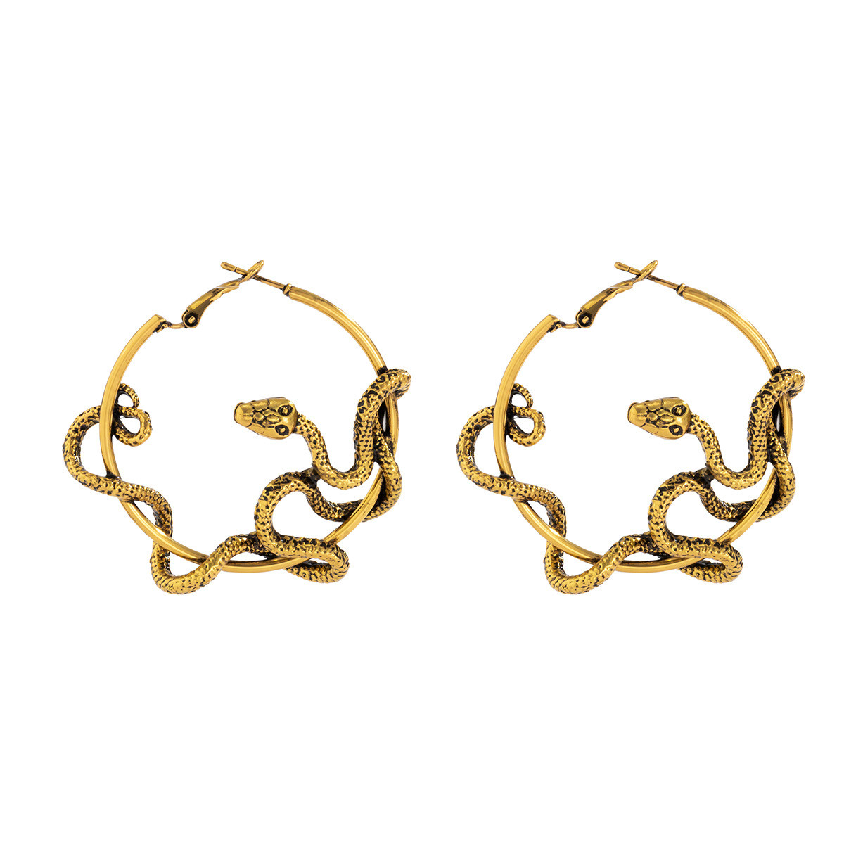 Retro Simple Metal Snake-shaped Personality Earrings Alloy New Ear Jewelry Women