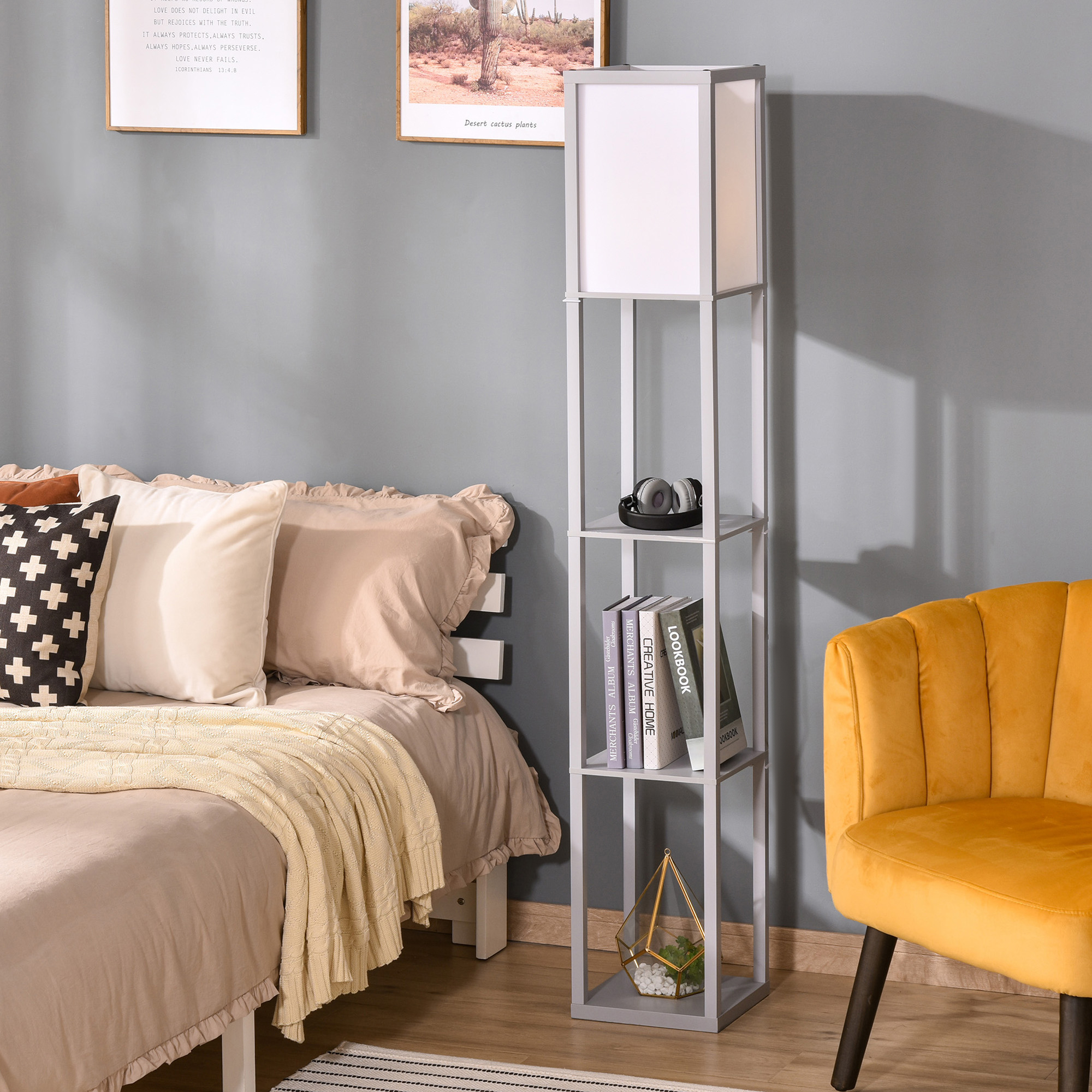 Three-layer Floor Lamp With Storage Rack And Acrylic Lampshade, Suitable — image 6