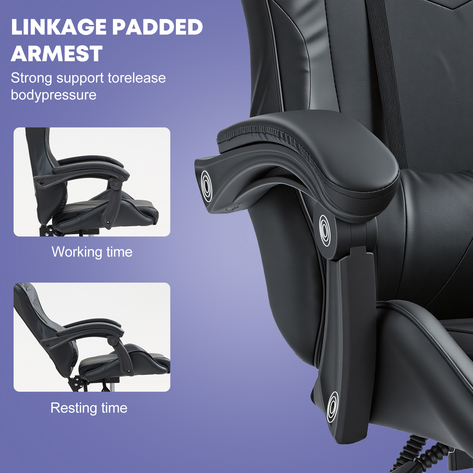 Gaming Reclining Swivel Chair For Adults,Ergonomic Racing PC With Lumbar Support — image 10