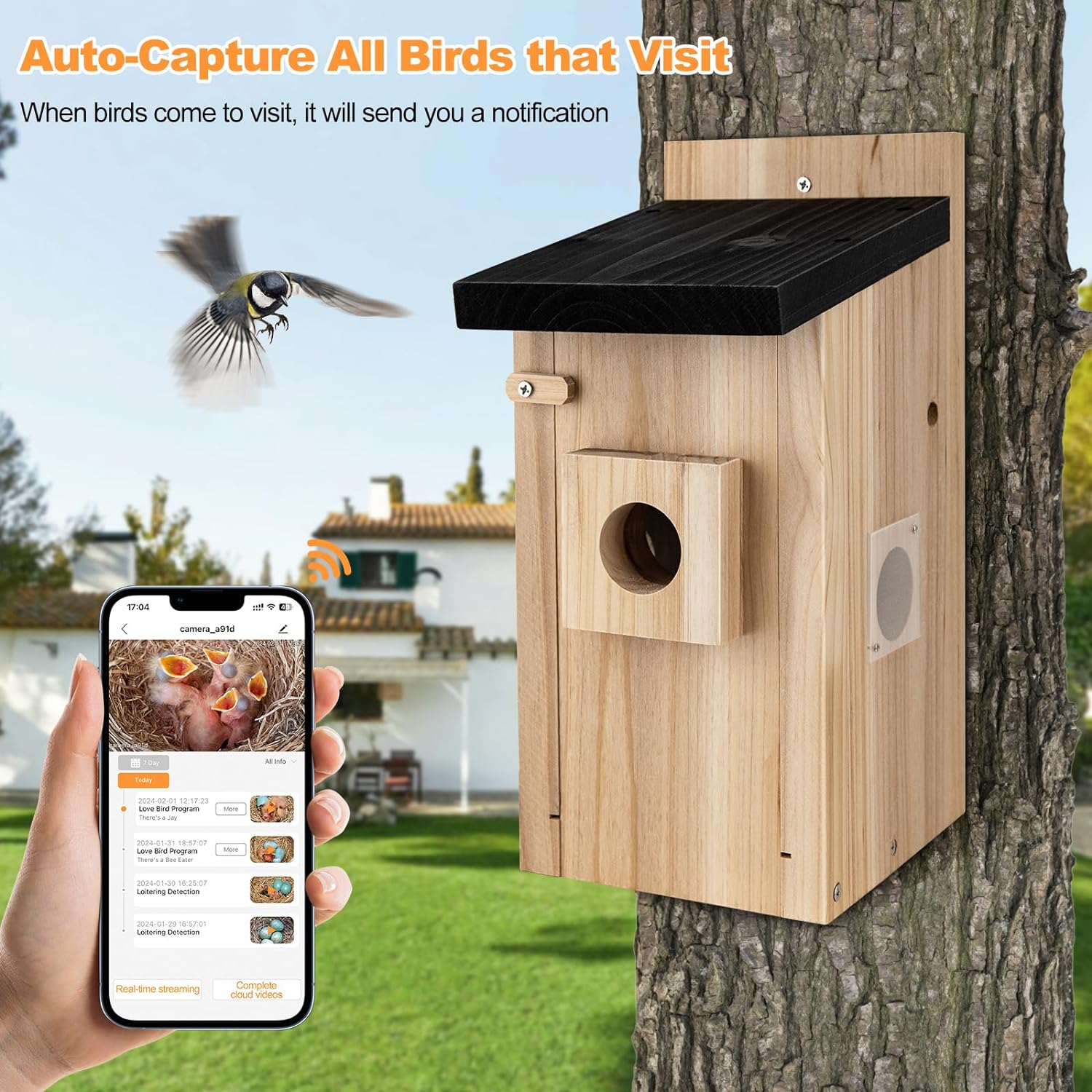 Smart Bird House With Camera, 3MP Birdhouse Camera For Outdoors, Auto Capture Bird Videos & Motion Detection, Watch Bird Nesting & Hatching In Real Time, DIY Ideal Gift