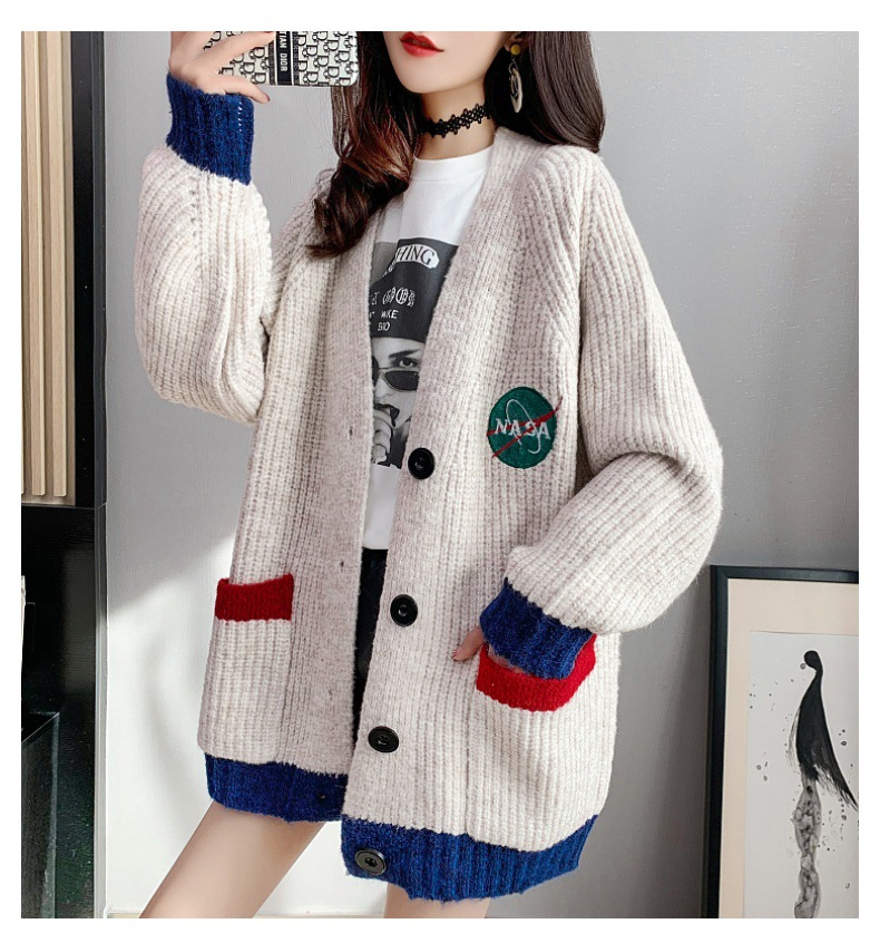 Women's Outer Wear Cartoon Loose Mohair Knitted Jacket