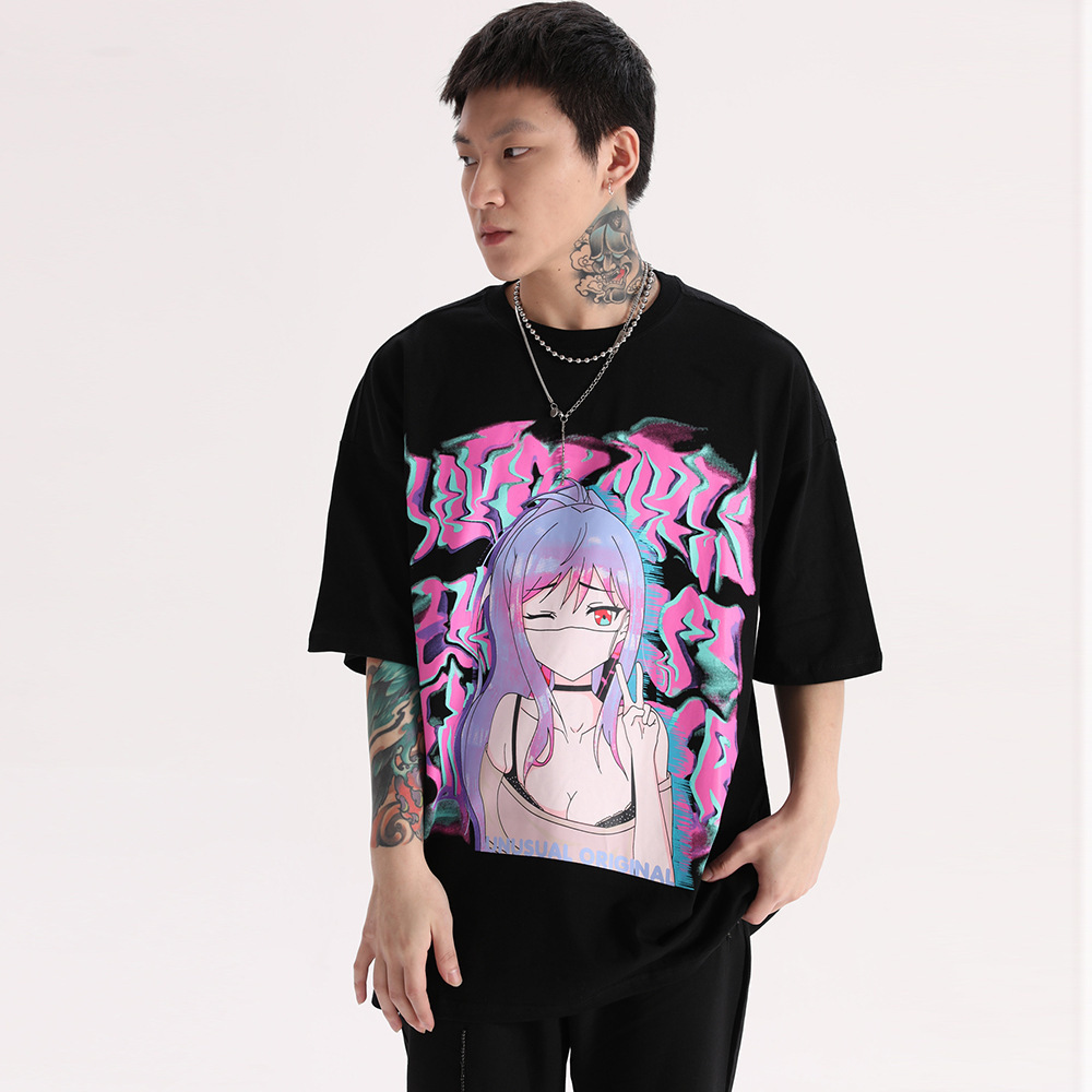 Round Neck Half Sleeves Street Fashion Couple Half Sleeves