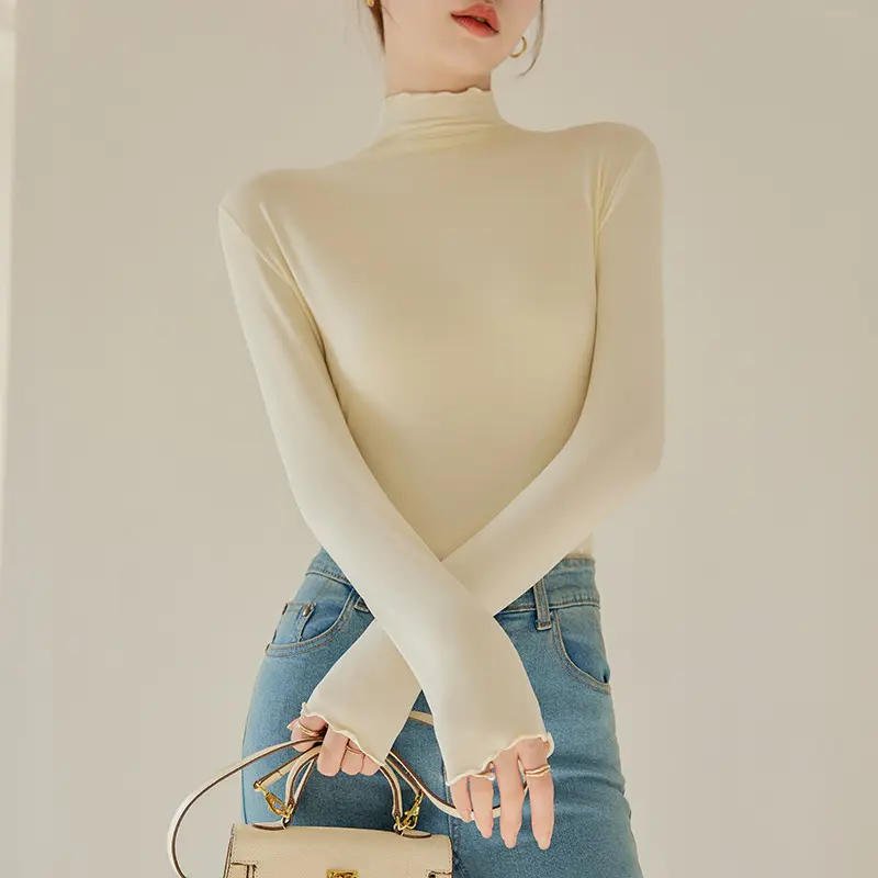New Fall Winter Ruffled Hem Base Shirt