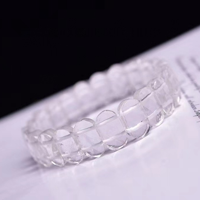 Title 6, Natural White Crystal Single Loop Bracelet