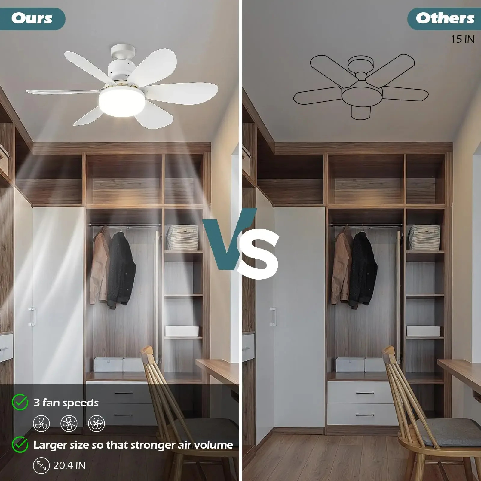 Modern Led Ceiling Fan With Light Dimmable E27 Bedroom Living Room Lamp 30W — image 10