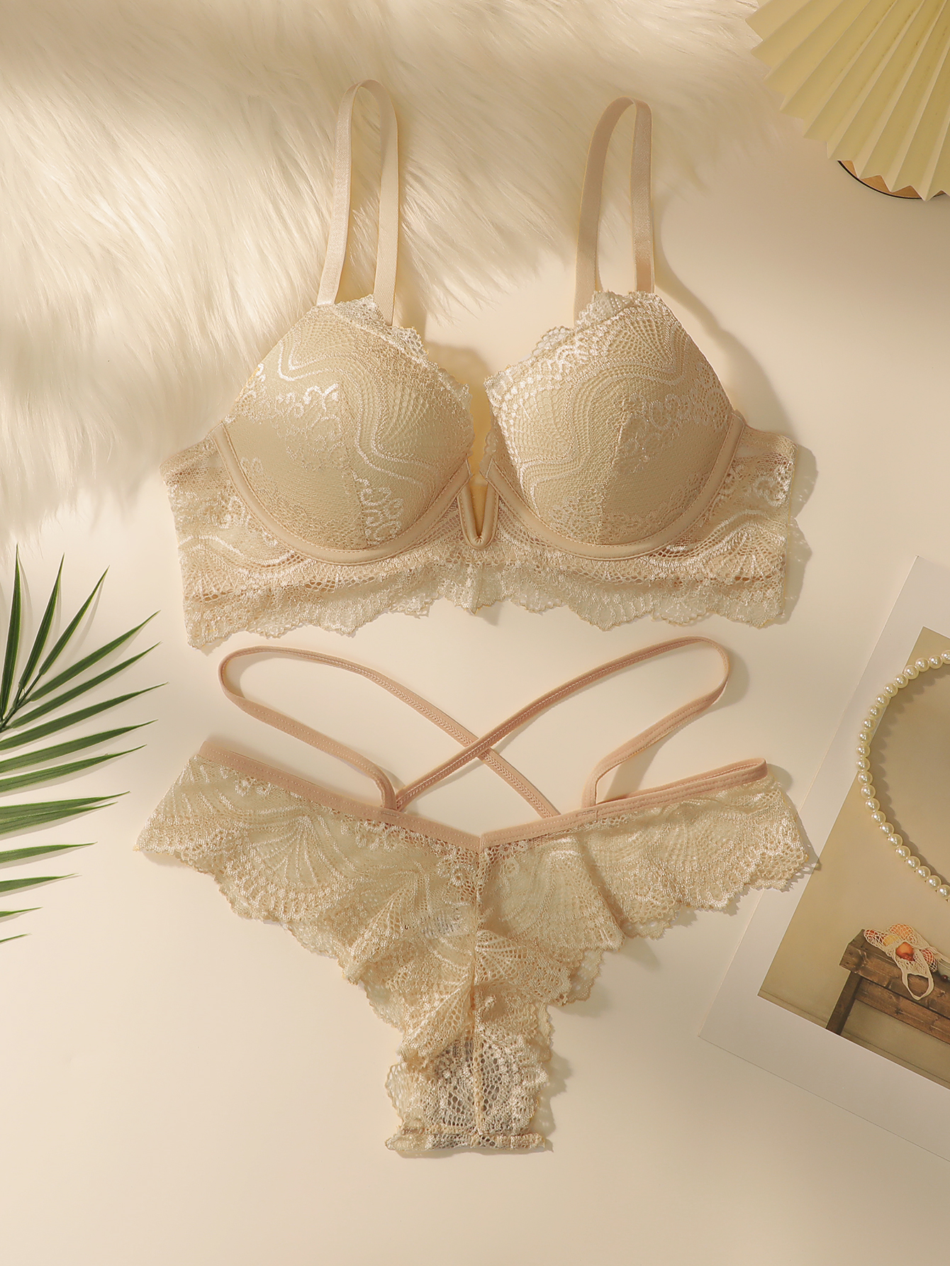 Women's Lingerie Set, Sexy Lace Trim Lingerie Set - Image 9