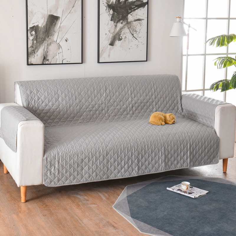 Checkered sofa cover grey