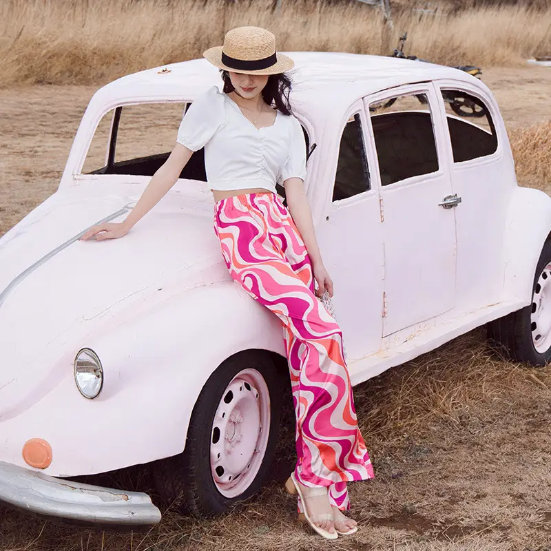 Versatile Slim Flared Trousers Holiday Style