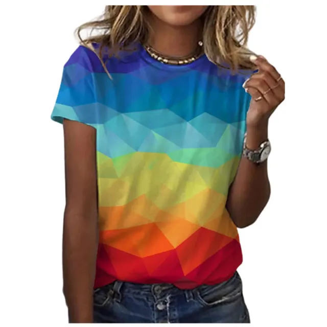 European And American Round Neck Printed Pullover Loose Large Size Short Sleeve 15Style - Shop at LoveMi