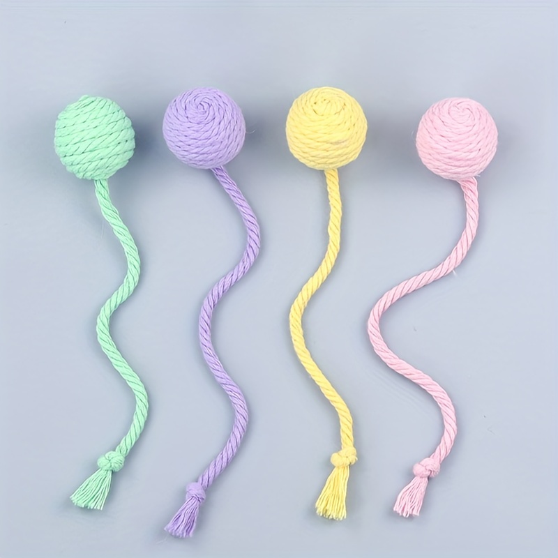 Cat Toy Ball With Rope Built In Bell To Roll The Ball And Make A Sound For Kittens To Play With