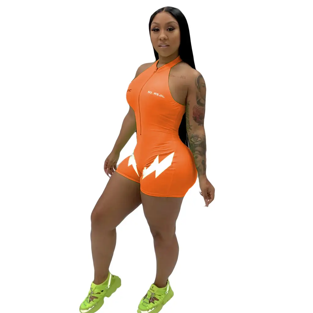 Fashion Lightning Letter Printing Jumpsuit