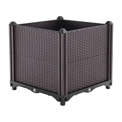 1 Set Raised Garden Bed For Spring Garden Decoration Plant Growth Box With Self-watering System For Garden Patio Balcony Elevated Planter Box For Flowers Vegetables Herbs
