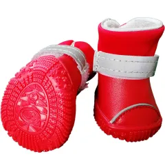 Small Dog Pet Dog Waterproof Rain Boots - Red - View 1