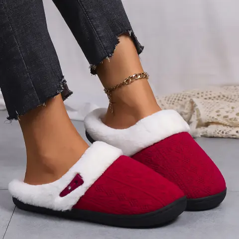 Winter Cotton Slippers Baotou Warm Flat Home Daily Soft