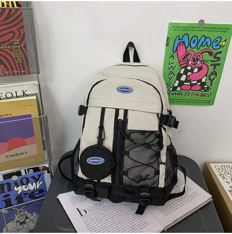 Large Capacity High School Backpack For College Students - White
