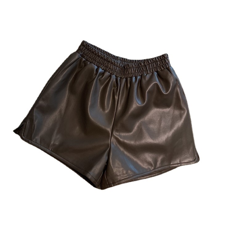 Pu Leather Shorts Women High Waist Loose Split Casual Pants