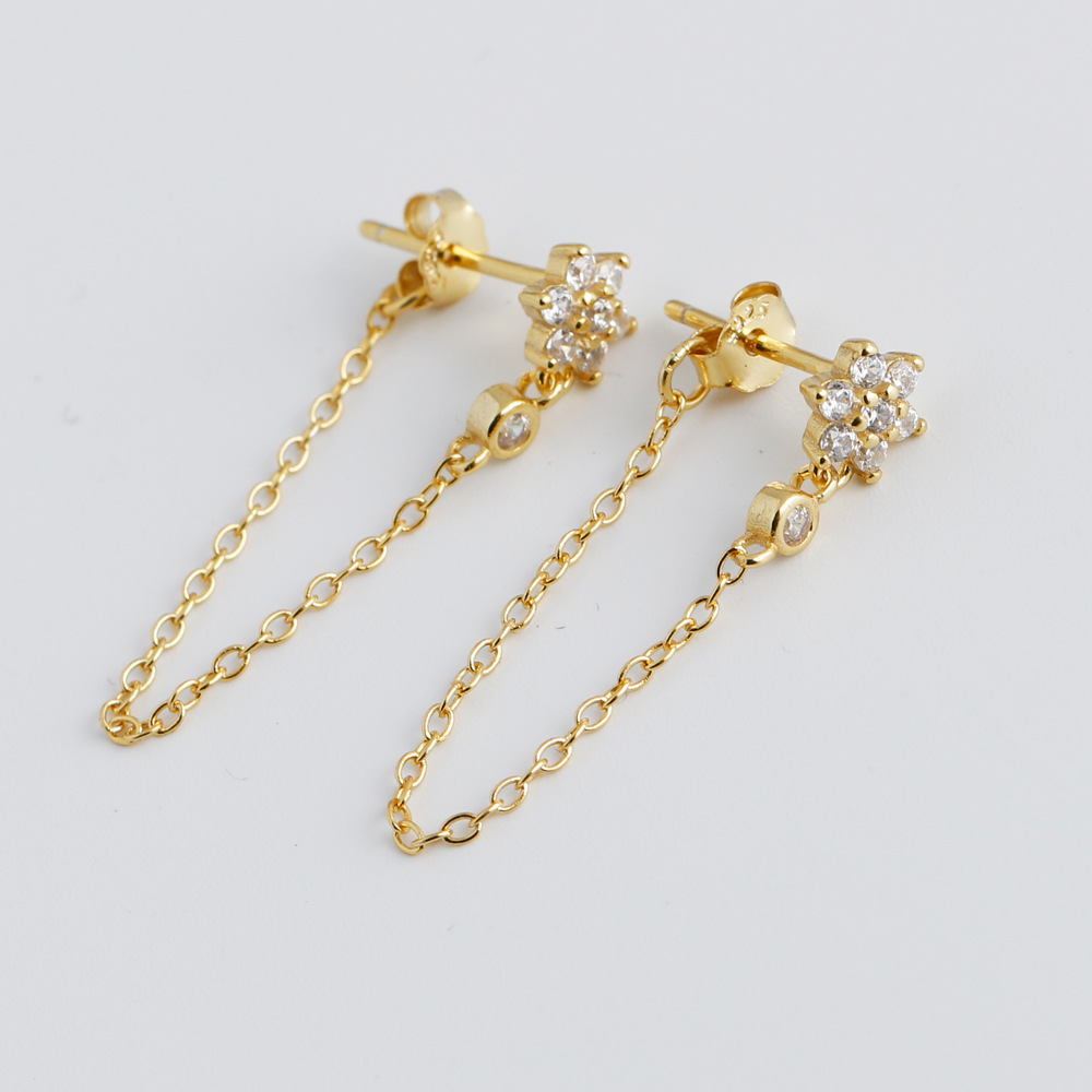 Light Luxury Wind Plum S925 Sterling Silver Tassel Chain Earrings