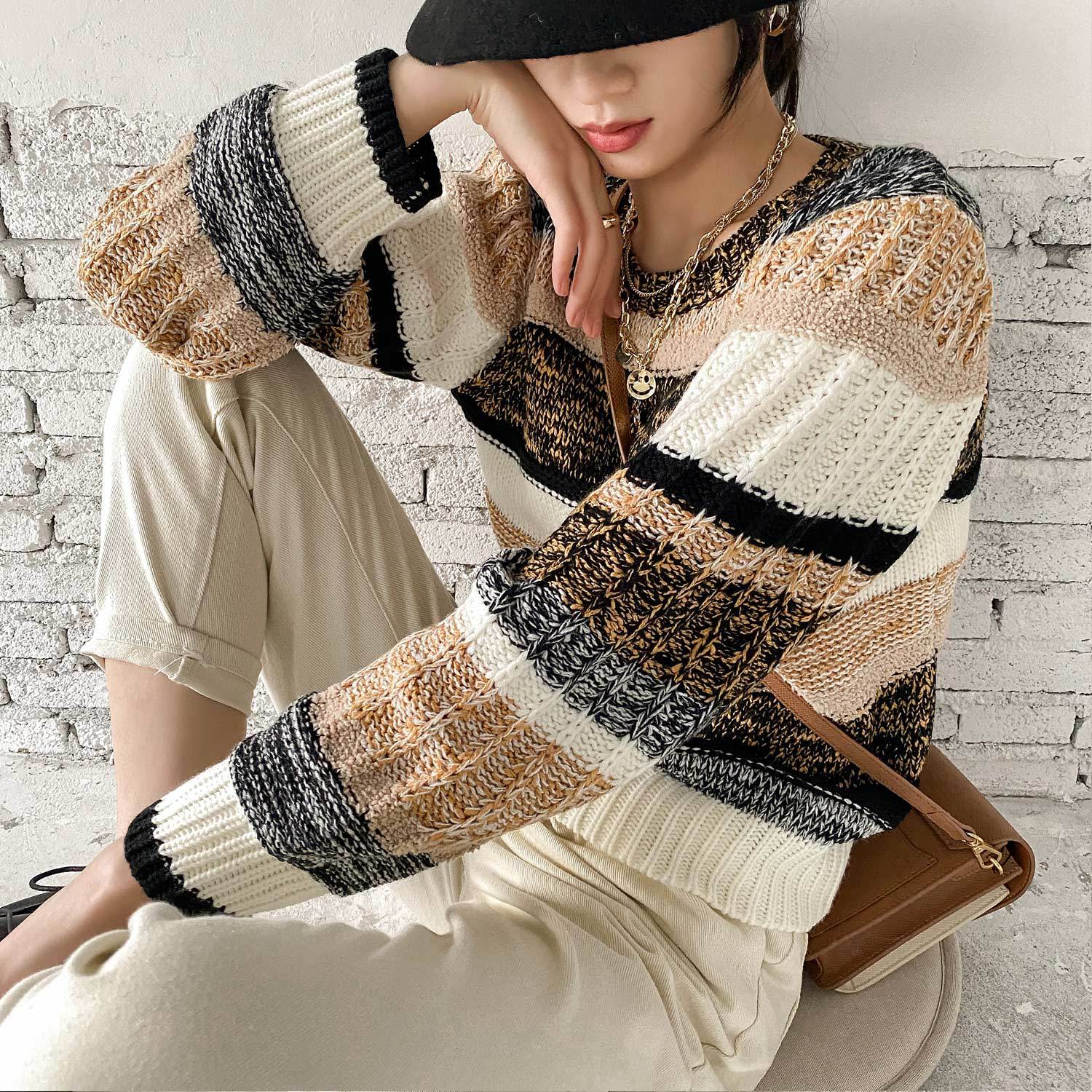 New Sweater Women's Long-sleeved Korean Sweater Knitted Blouse