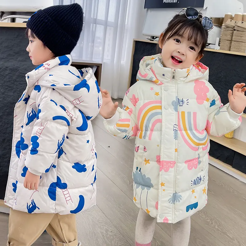 New Style Children's Down Jacket Middle Long Cute Thickened