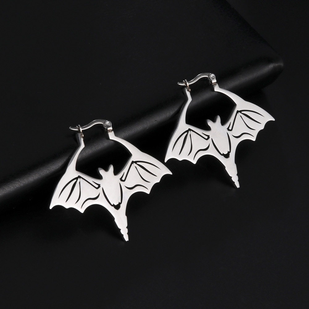 Title 6, Titanium Steel Cut Bat Earrings