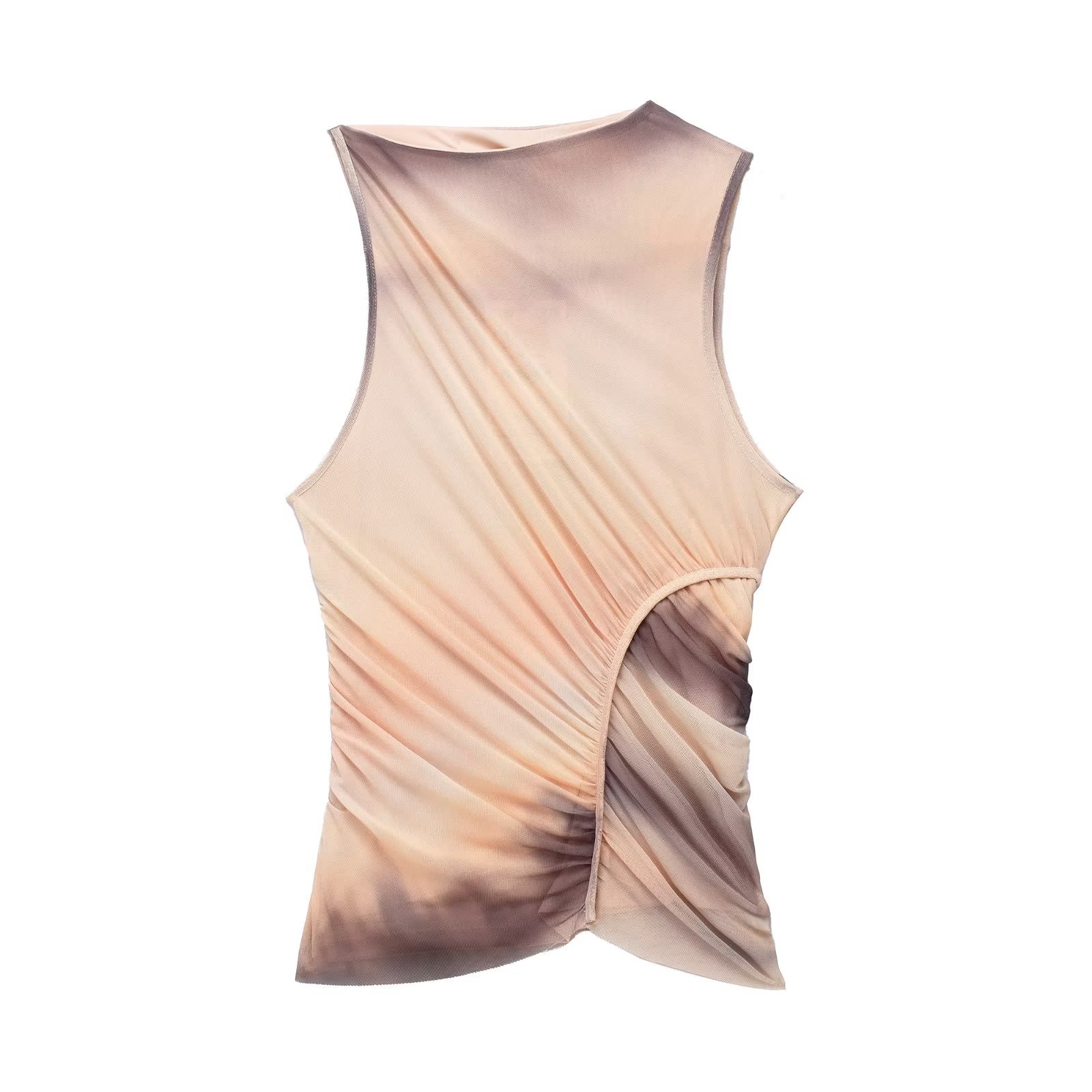 European And American Women's Clothing Silk Net Printed T-shirt Top