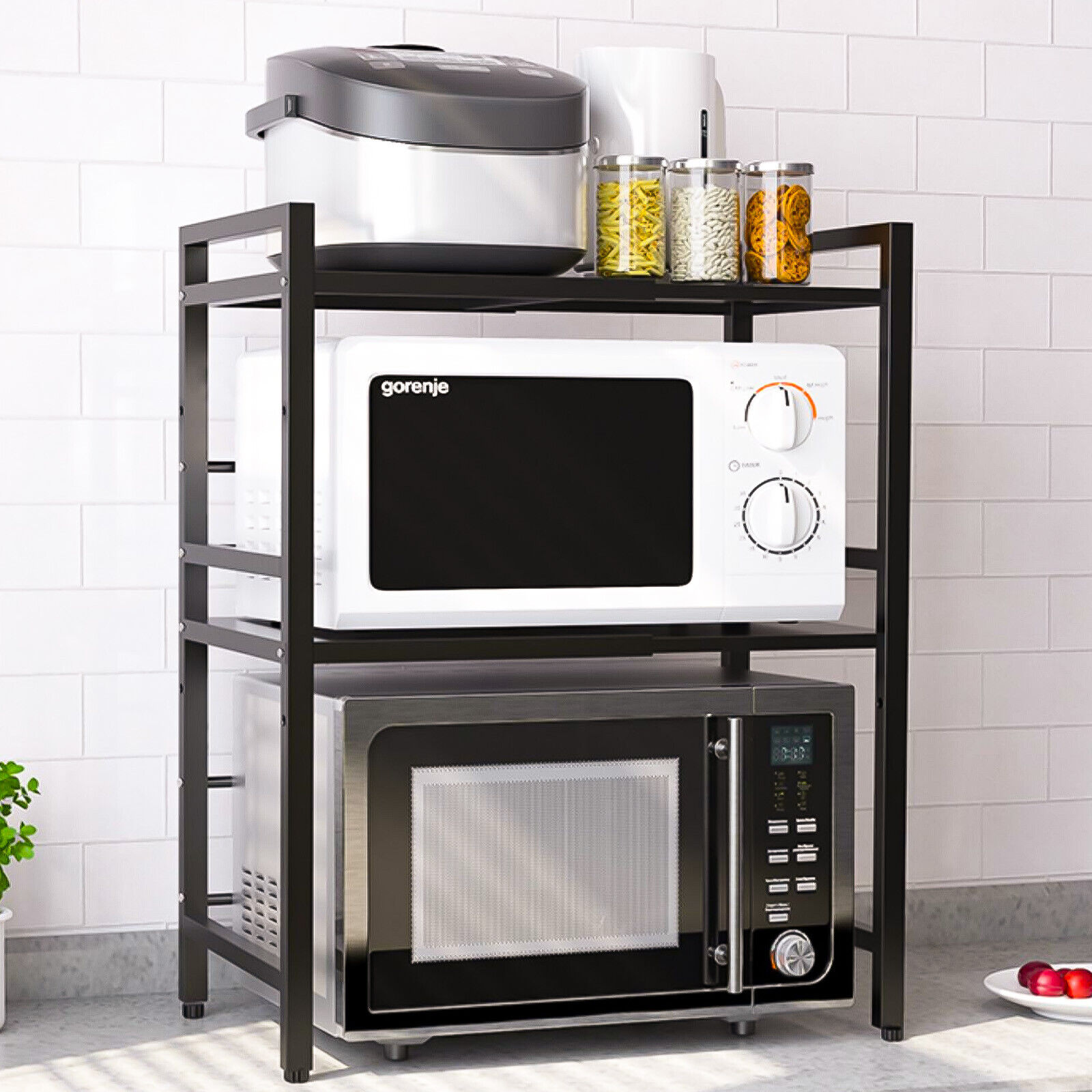3Tier 2Tier Extendable Microwave Oven Rack Heavy Duty Kitchen Stand Storage Shelf UK
