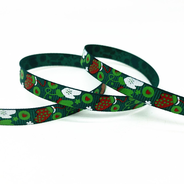 Size 5 10mm Christmas Ribbon Printed Grosgrain Ribbon
