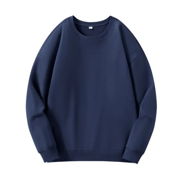 Round Neck Sweater Men's Combed Cotton Drop Shoulder Pullover Tan - Shop at LoveMi