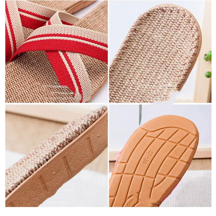 Summer Linen Slippers Home Soft Bottom Home Wood Flooring