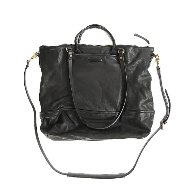 Daily Outdoor Large capacity Travel Handmade Vegetable Tanned Cowhide Handbag Shoulder Tote Bag Black - Shop at LoveMi
