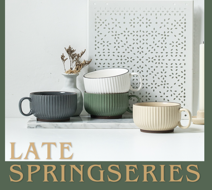 Nordic Vertical Stripe Ins Ceramic Coffee Cup