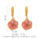 Stainless Steel Multi-colored Dripping Oil Flower Pendant Necklace Earrings view 7