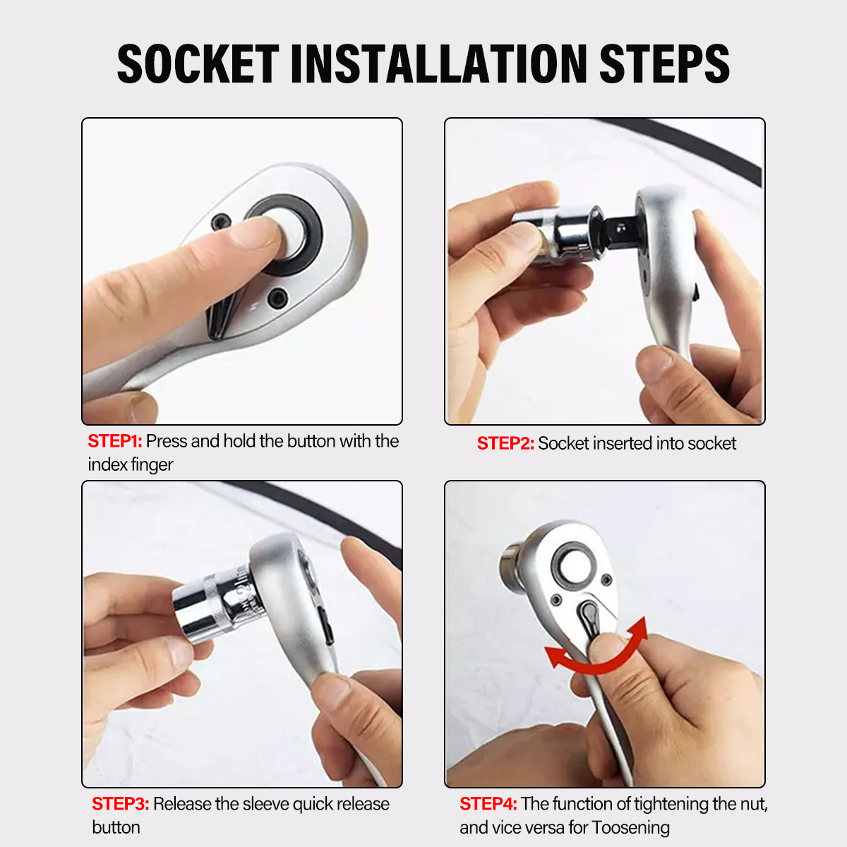 3X 1 4 38 1 2 Ratchet Socket Wrench Tool Quick Release Extending Repair Tool 4