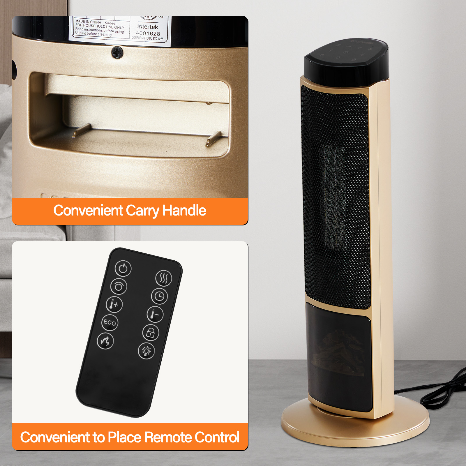23inch Space Heaters For Indoor Use, Portable Heater With 7 Light Colors image 6