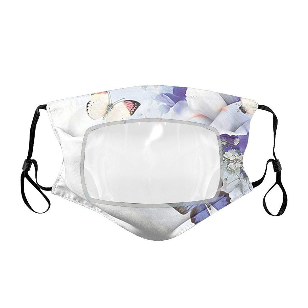 Title 5, 3pcs Floral Clear Mouth Face Mask