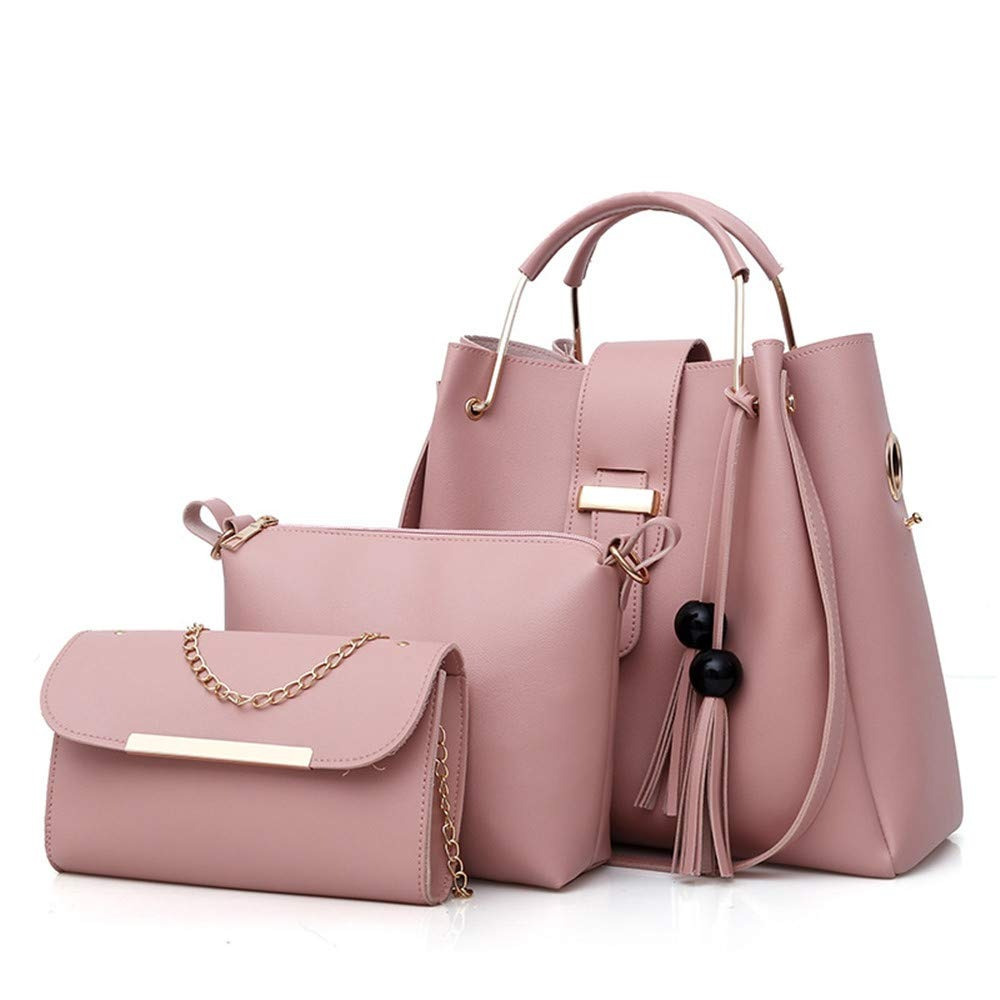 Womens Purse And Handbag 3Pcs Bag Set Tassel Tote Clutch Satchel Top Handle — image 2